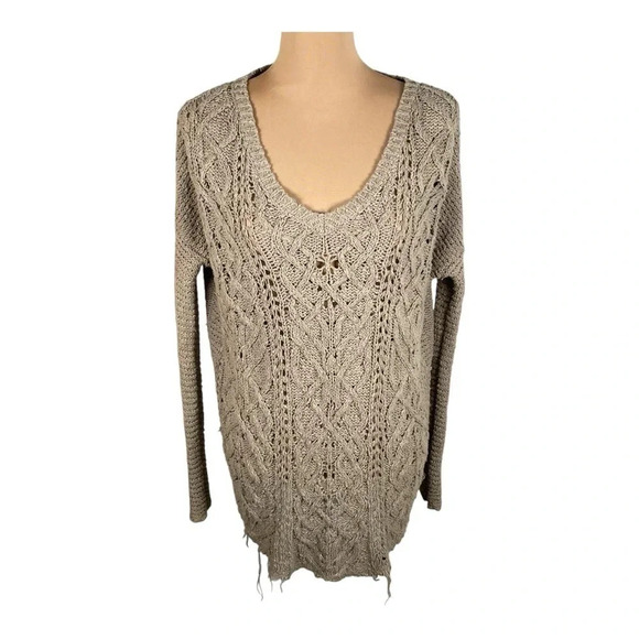 FREE PEOPLE Cross My Heart Cable Knit Sweater XS - Picture 2 of 13